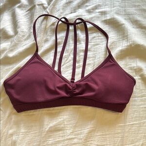 Women's Burgundy Strappy Sports Bra